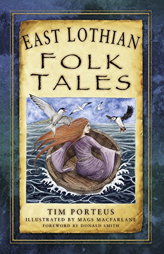 Book cover: "East Lothian Folk Tales" with illustration of a woman in a boat.