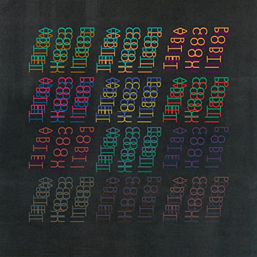 CD cover for Portico Quartet, featuring colorful, abstract vertical text.
