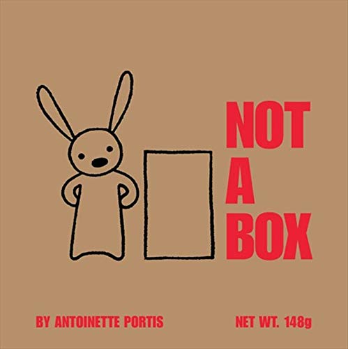 Brown cover with a simple drawing of a rabbit and a square, text reads "NOT A BOX".