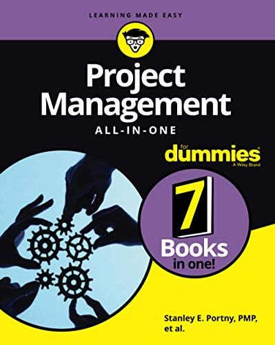 Book cover: "Project Management All-in-One For Dummies" with gears.