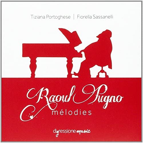 Red album cover depicting a pianist in silhouette, with title “Raoul Pugno”.