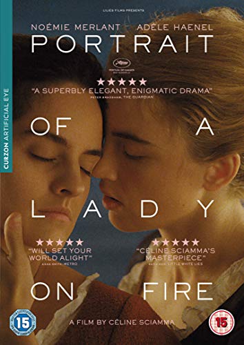 DVD cover for "Portrait of a Lady on Fire" featuring two women.