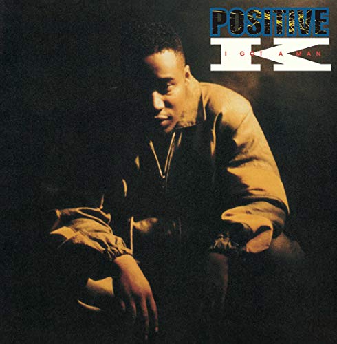 Vinyl album cover featuring a man crouching, with text "Positive K" at the top.