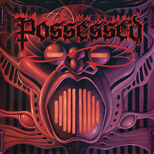 Album cover for Possessed’s “Beyond The Gates” featuring a demonic face.