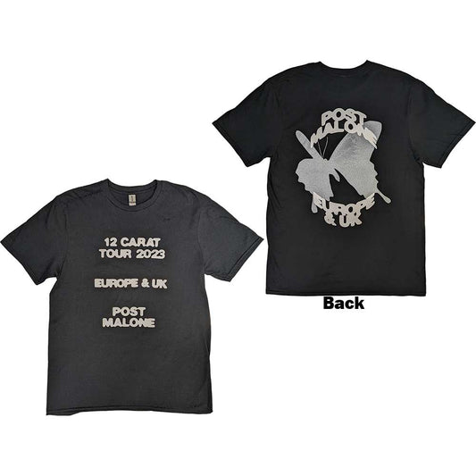 Small black t-shirt with a large butterfly logo back print, tour related.
