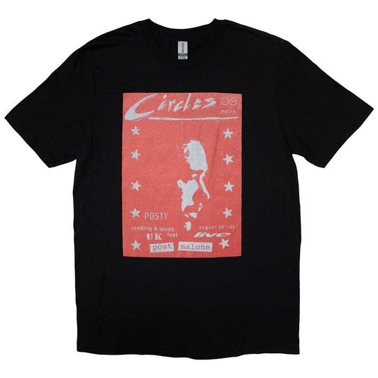 Medium fit black t-shirt featuring Post Malone’s “Circles” tour artwork.