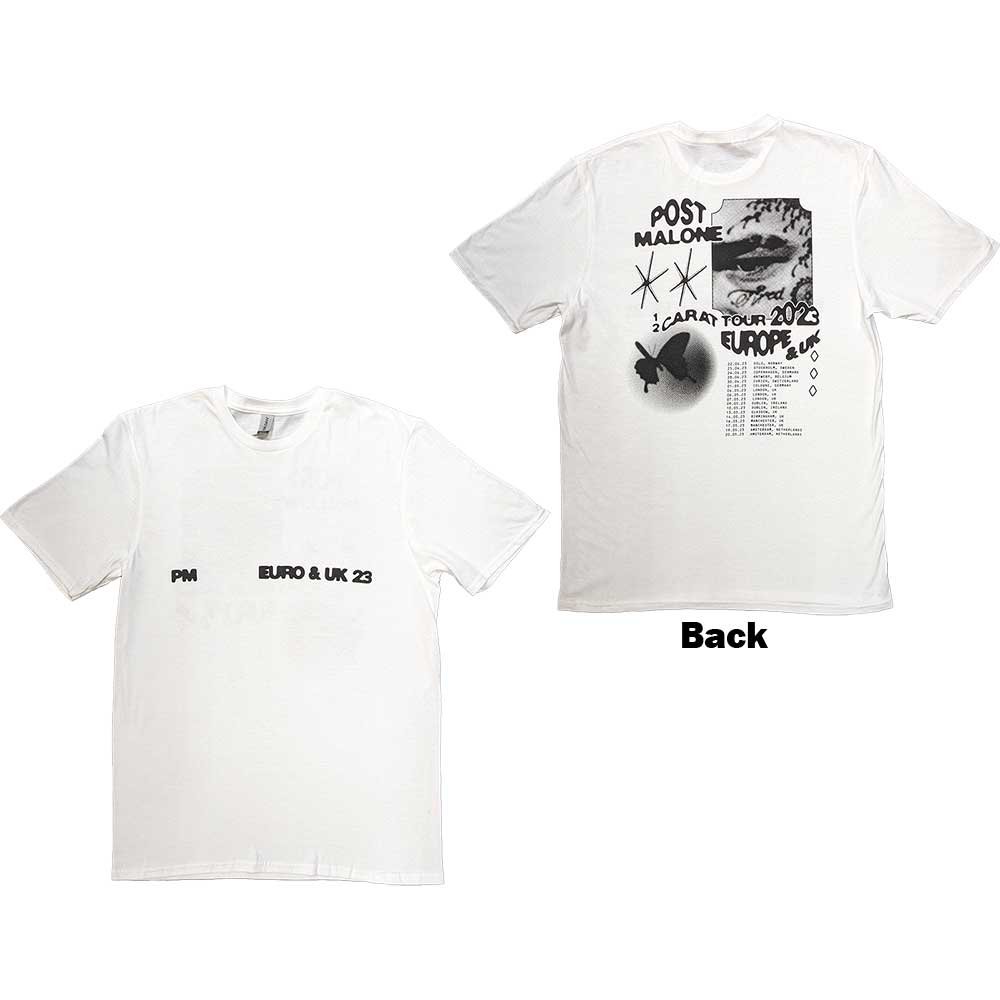Large black t-shirt with Post Malone collage design on the back.