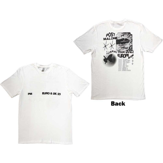 Large black t-shirt with Post Malone collage design on the back.