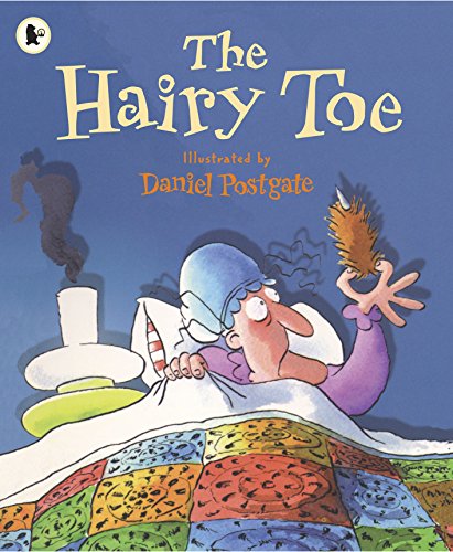 Book cover: illustrated old woman surprised by a hairy toe.