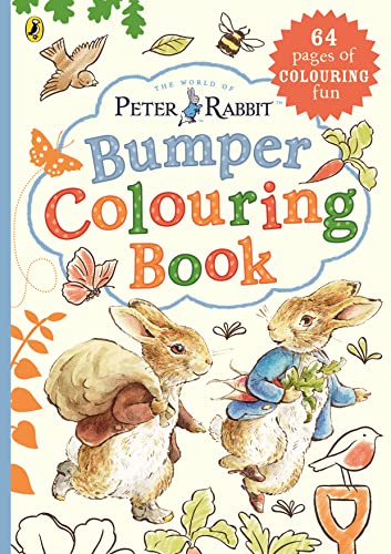 Cover of Peter Rabbit Bumper Colouring Book featuring illustrations of Peter Rabbit and friends.