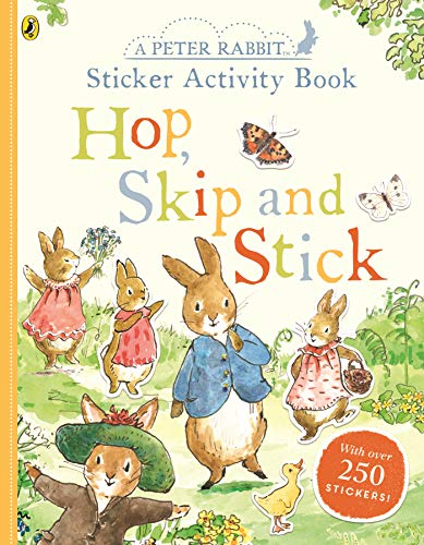 Peter Rabbit sticker activity book cover with bunnies and butterflies.