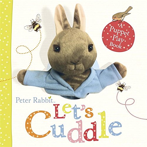 "Children's book cover featuring a stuffed Peter Rabbit toy with bees and a bird."