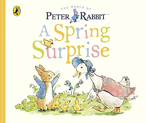 Peter Rabbit and Jemima Puddle-Duck with ducklings in a field.