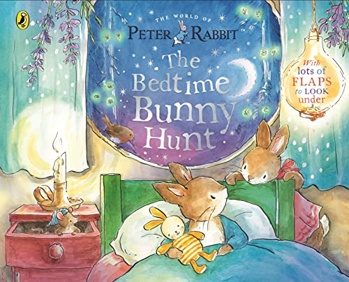 Peter Rabbit bedtime storybook cover with bunnies and a candle.
