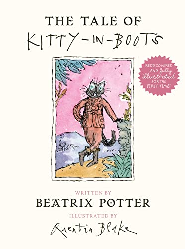 Book cover: Kitty-in-Boots, a cat in a red jacket, illustrated by Quentin Blake.