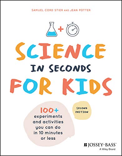 Book cover: "Science in Seconds for Kids" with beaker and timer icons.