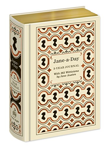 Cream and orange patterned journal titled "Jane-a-Day" with gold edges.