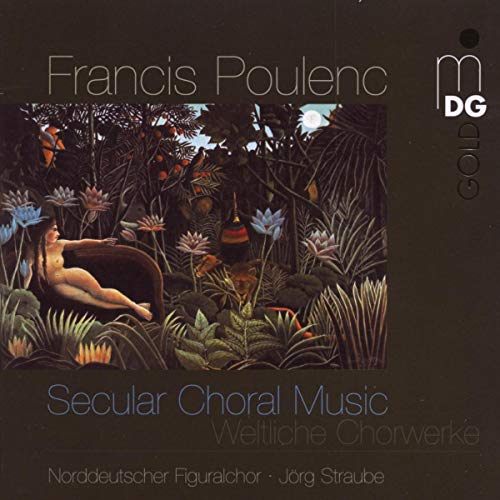 CD cover for Poulenc’s choral music featuring a surreal forest scene.