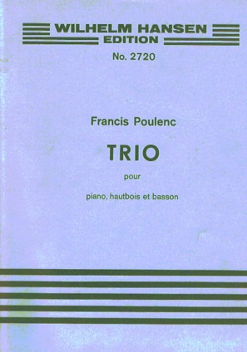 Purple sheet music cover for Poulenc’s Trio for oboe, bassoon, and piano.