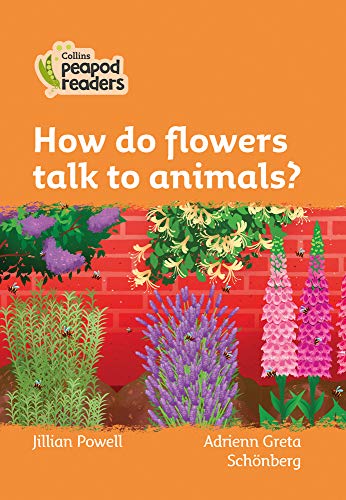 Book cover: colorful flowers and bees, title “How do flowers talk to animals?”