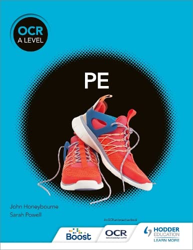 Textbook cover for OCR A Level PE featuring a pair of orange running shoes.