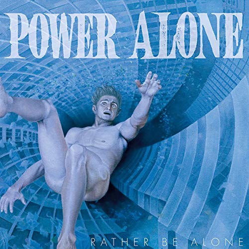 Album cover: nude man falling against a blue, geometric background.