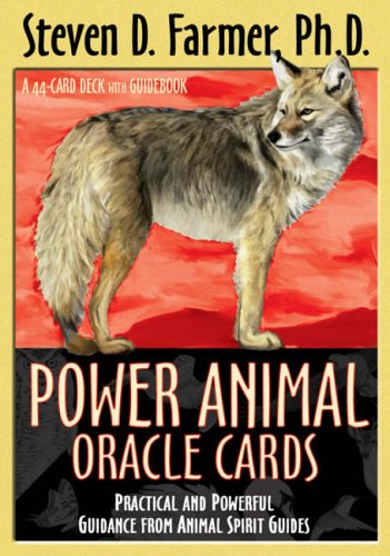 Oracle card deck cover featuring a painted coyote on a red background.