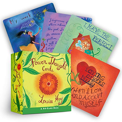 Colorful affirmation cards with floral designs and handwritten-style text.