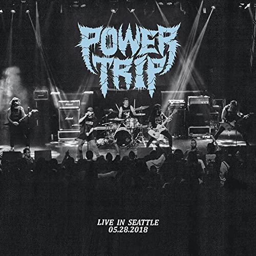 Power Trip band performing live on stage with audience, Seattle 2018.