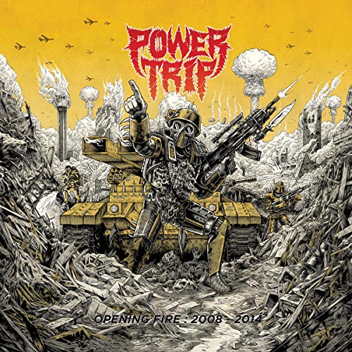 CD cover: detailed illustration of a dystopian war scene with a tank.