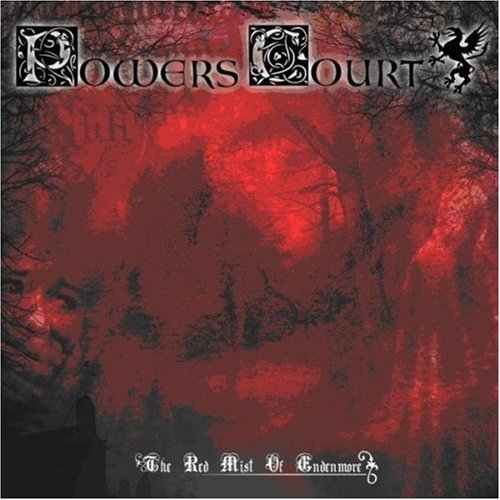 CD cover for Powers Court’s “The Red Mist Of Endenmore”, red and black imagery.