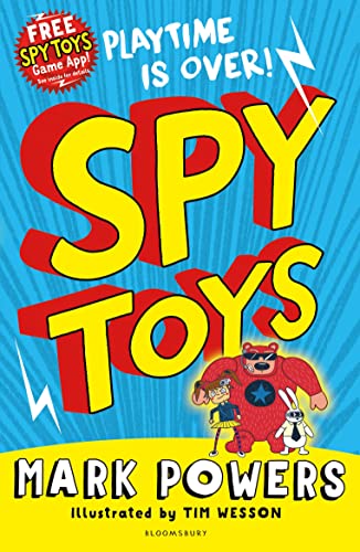 Book cover for "Spy Toys" featuring colorful text and cartoon characters.