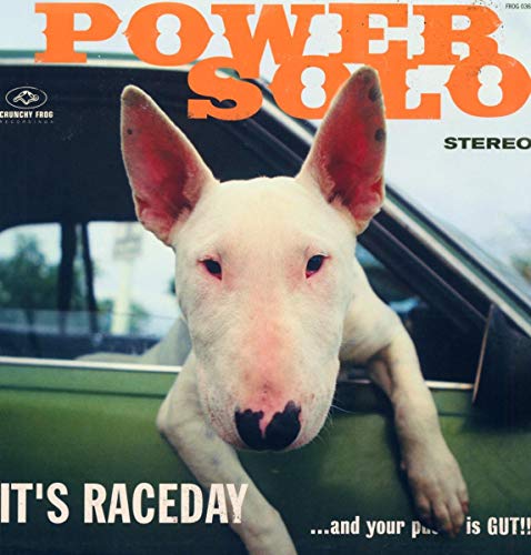 Vinyl record cover featuring a close-up of a white Bull Terrier’s face.
