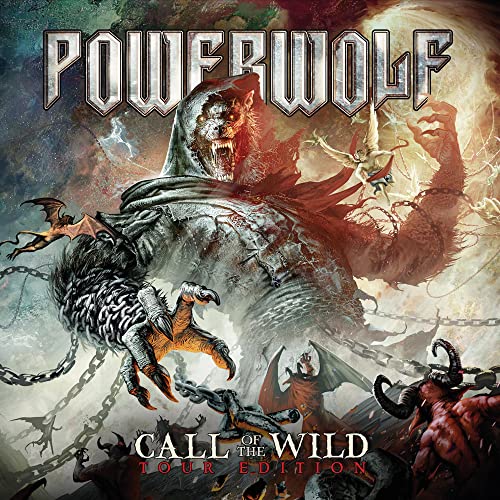 Powerwolf album cover: a monstrous wolf surrounded by demons and angels.