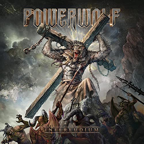 Powerwolf "Interludium" CD cover: ape carrying a cross, demonic figures below.