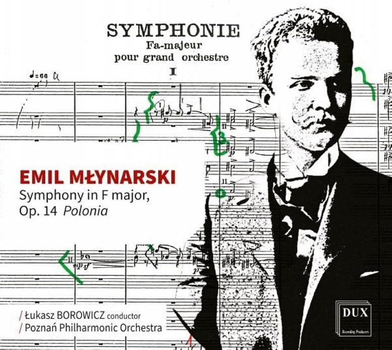 CD cover: portrait of Emil Mlynarski over musical score background.
