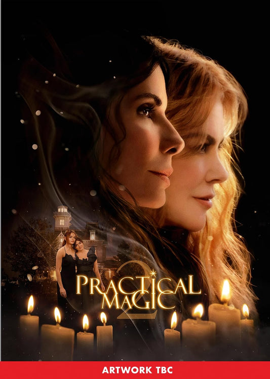Practical Magic 2" DVD cover featuring a woman’s face and a haunted house.