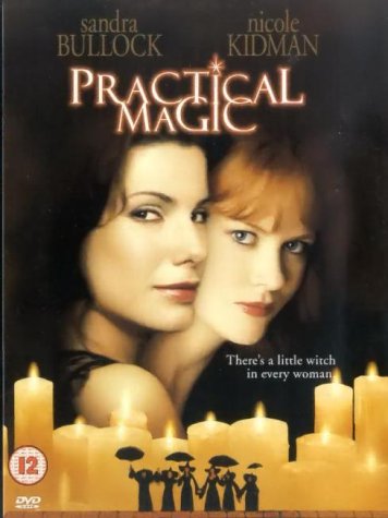 Practical Magic" DVD cover featuring Sandra Bullock and Nicole Kidman with candles.