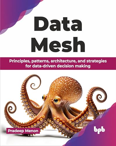 Book cover with “Data Mesh” title and an octopus image.