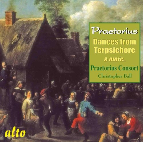 CD cover: painting of villagers dancing, text “Praetorius Dances” visible.