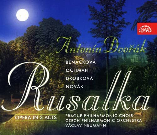 CD cover for Dvorák’s Rusalka, featuring a moonlit forest scene.