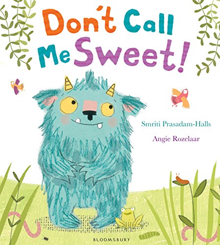 Book cover featuring a fluffy blue monster with small horns and two birds.