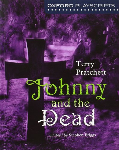 Book cover for Johnny and the Dead featuring a purple-toned graveyard scene with tombstones.