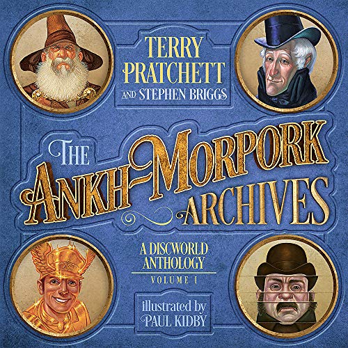 Book cover featuring portraits and ornate gold lettering for "The Ankh-Morpork Archives.