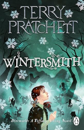 Book cover: "Wintersmith" by Terry Pratchett, featuring a young girl in a forest.