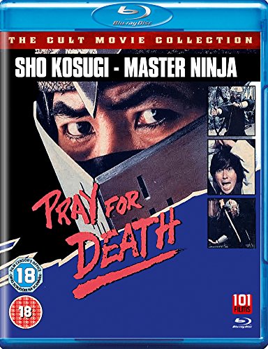 Blu-ray cover for Pray for Death featuring Sho Kosugi with a ninja mask.