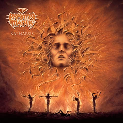 Album cover: woman with flowing hair and figures in a fiery landscape.