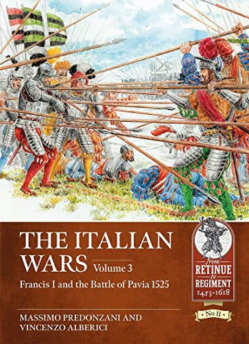Book cover depicting 16th-century soldiers in battle, titled "The Italian Wars.