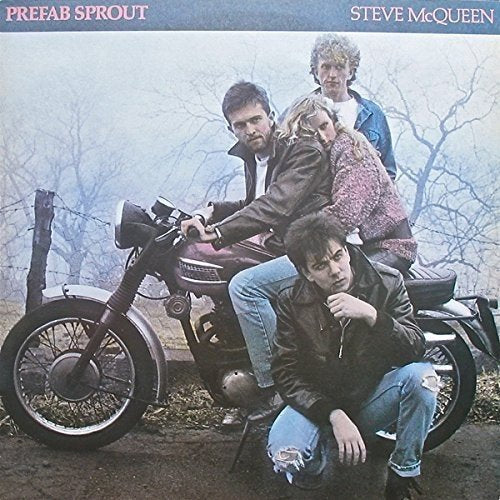 Prefab Sprout album cover featuring four people and a motorcycle.