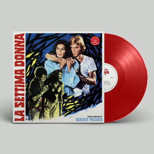 Vinyl record of "La Settima Donna" with dramatic cover art and red disc.